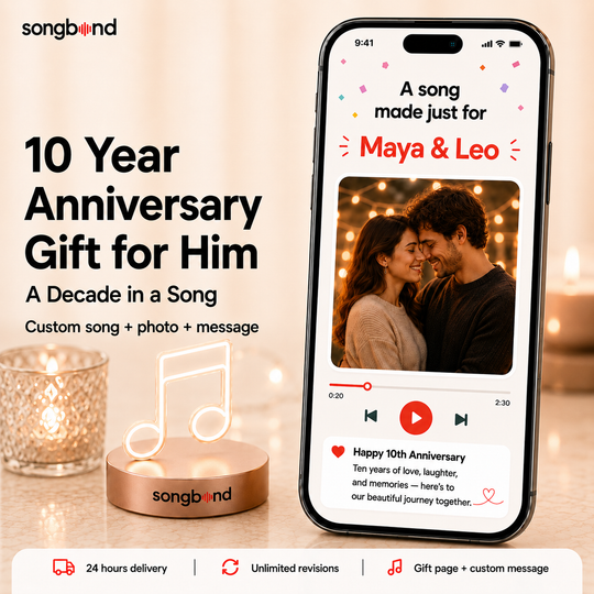 10 Year Anniversary Gift for Him — A Decade in a Song