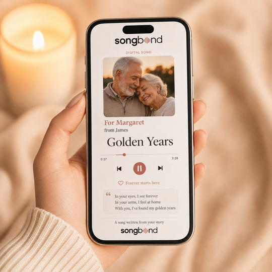 Digital Song + Lyrics PDF mockup for 50th Anniversary Gift for Her