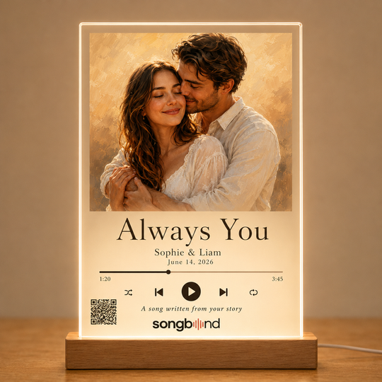 Anniversary Gift for Her custom song LED acrylic plaque keepsake