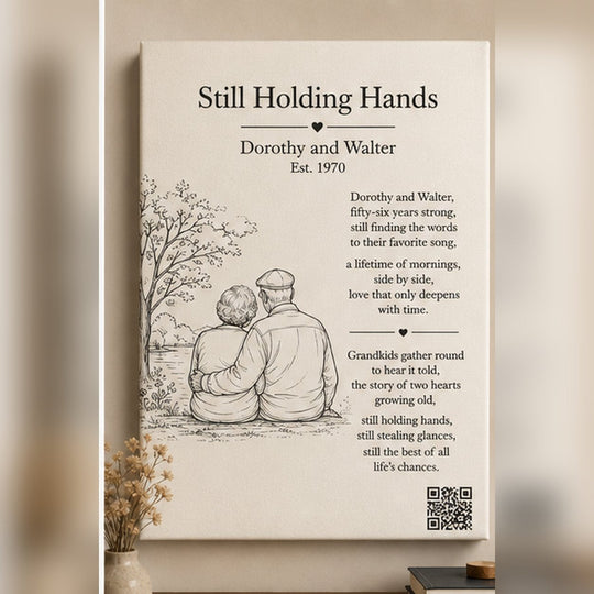 Still Holding Hands custom song canvas print - Dorothy and Walter grandparents anniversary gift