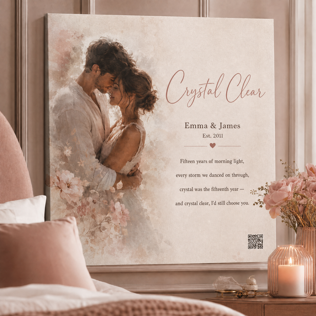 15 year anniversary gift — custom song lyrics canvas wall art — Songbond