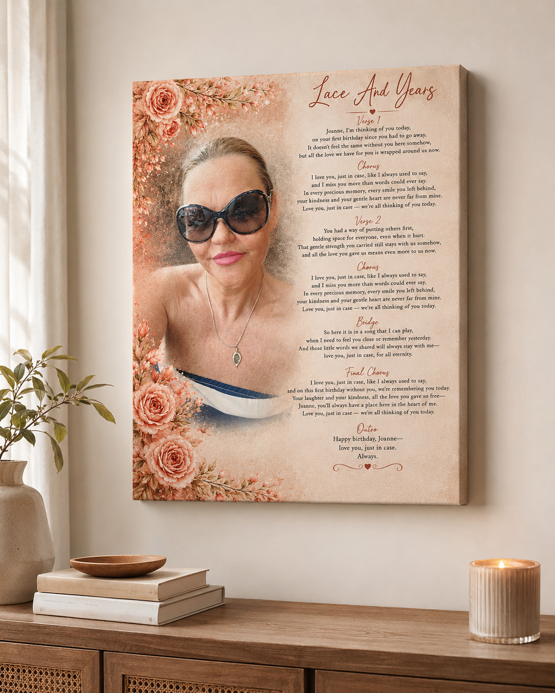 Personalized Songbond song lyrics memorial canvas wall art mockup