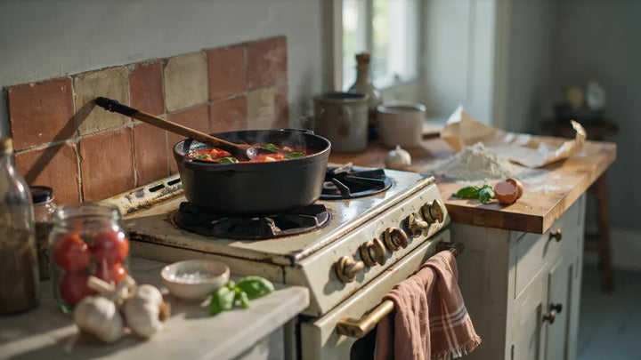 Simmering sauce and a wooden spoon with a burnt handle — tribute song for mom who passed away