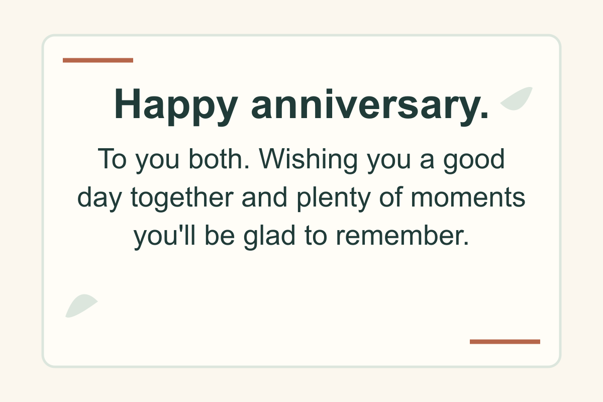 Illustrated anniversary wish addressed to a couple