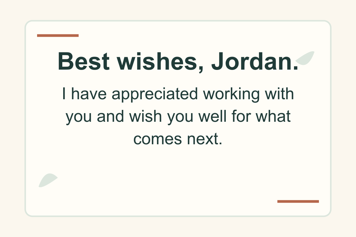 Illustrated farewell note for fictional coworker Jordan