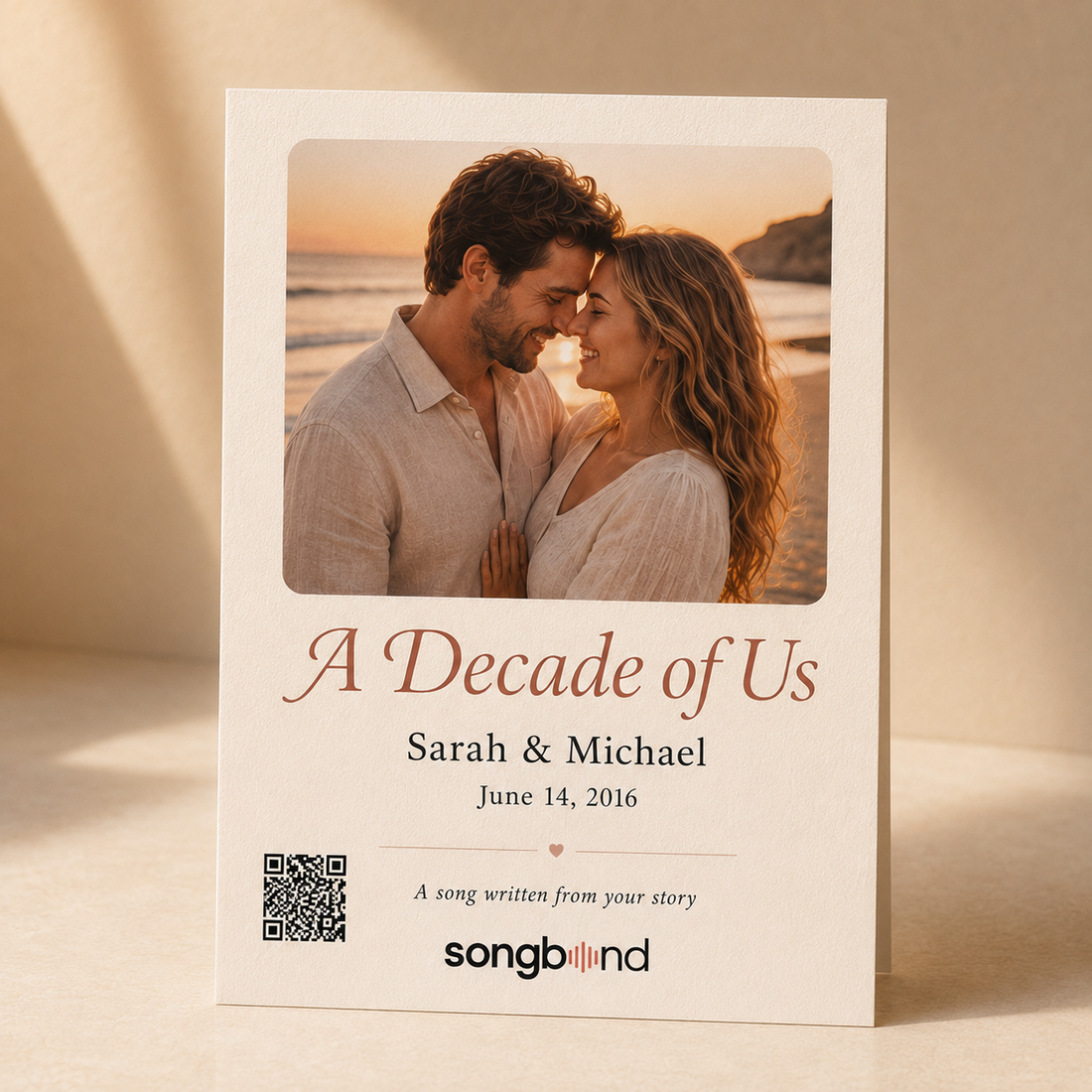Lyrics Card mockup for 10 Year Anniversary Gift