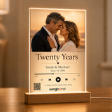 20th Anniversary Gift for Him custom song LED acrylic plaque keepsake