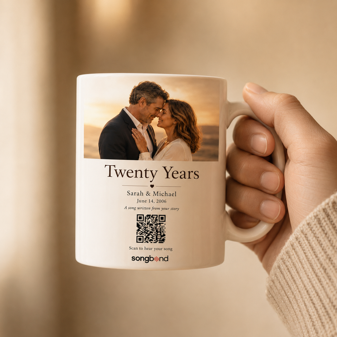 20th Anniversary Gift for Him custom song mug with QR code
