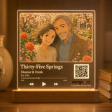 35th anniversary custom song LED plaque — Eleanor & Frank portrait on glowing acrylic — Songbond