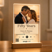 50th Anniversary Gift for Him custom song LED acrylic plaque keepsake