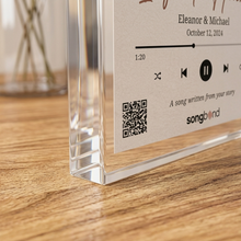 Custom Song Acrylic Plaque on a warm wooden LED base — personalized song keepsake (Songbond)