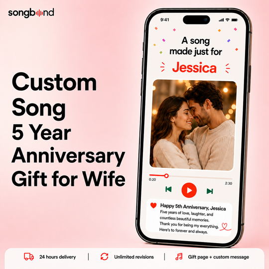Custom Song 5 Year Anniversary Gift for Wife