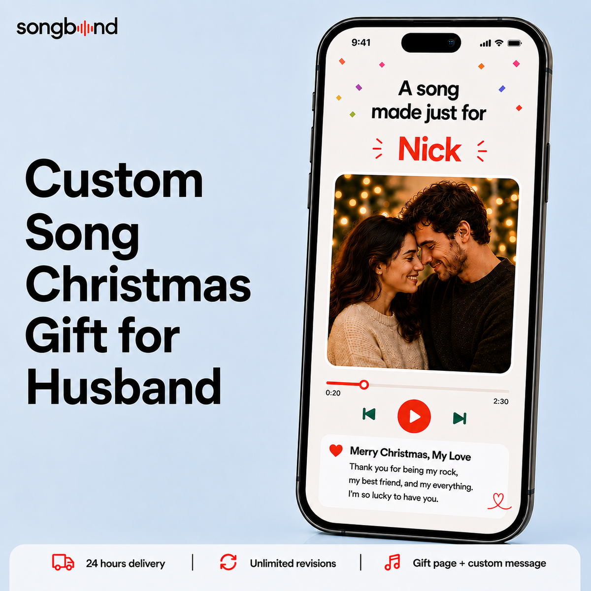 Custom Song Christmas Gift for Husband