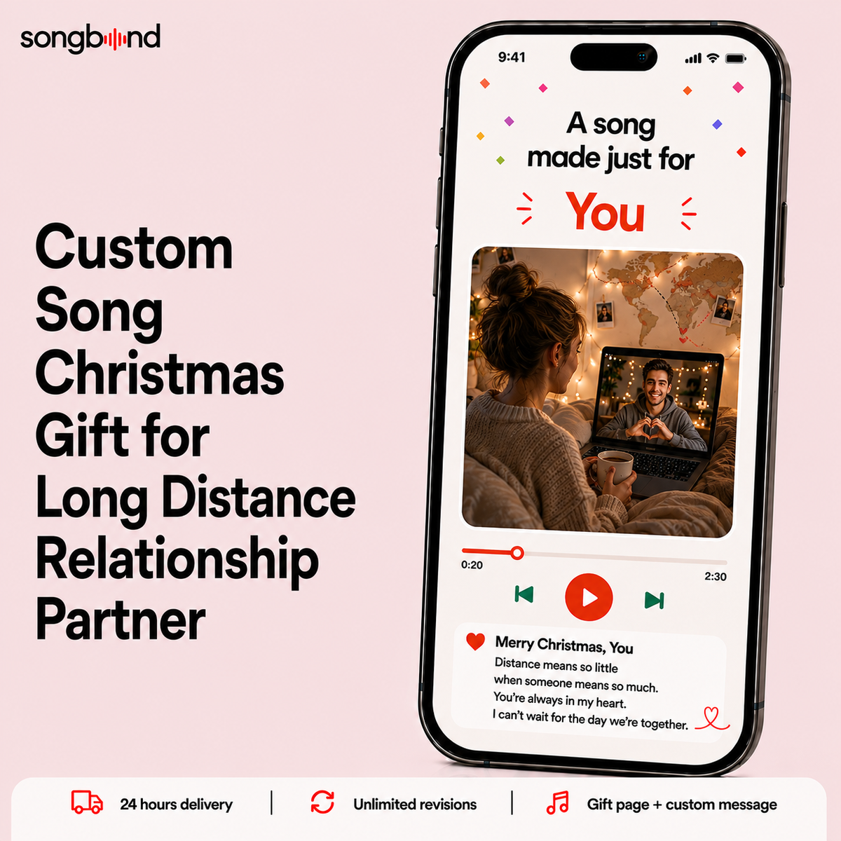 Custom Song Christmas Gift for Long Distance Relationship Partner