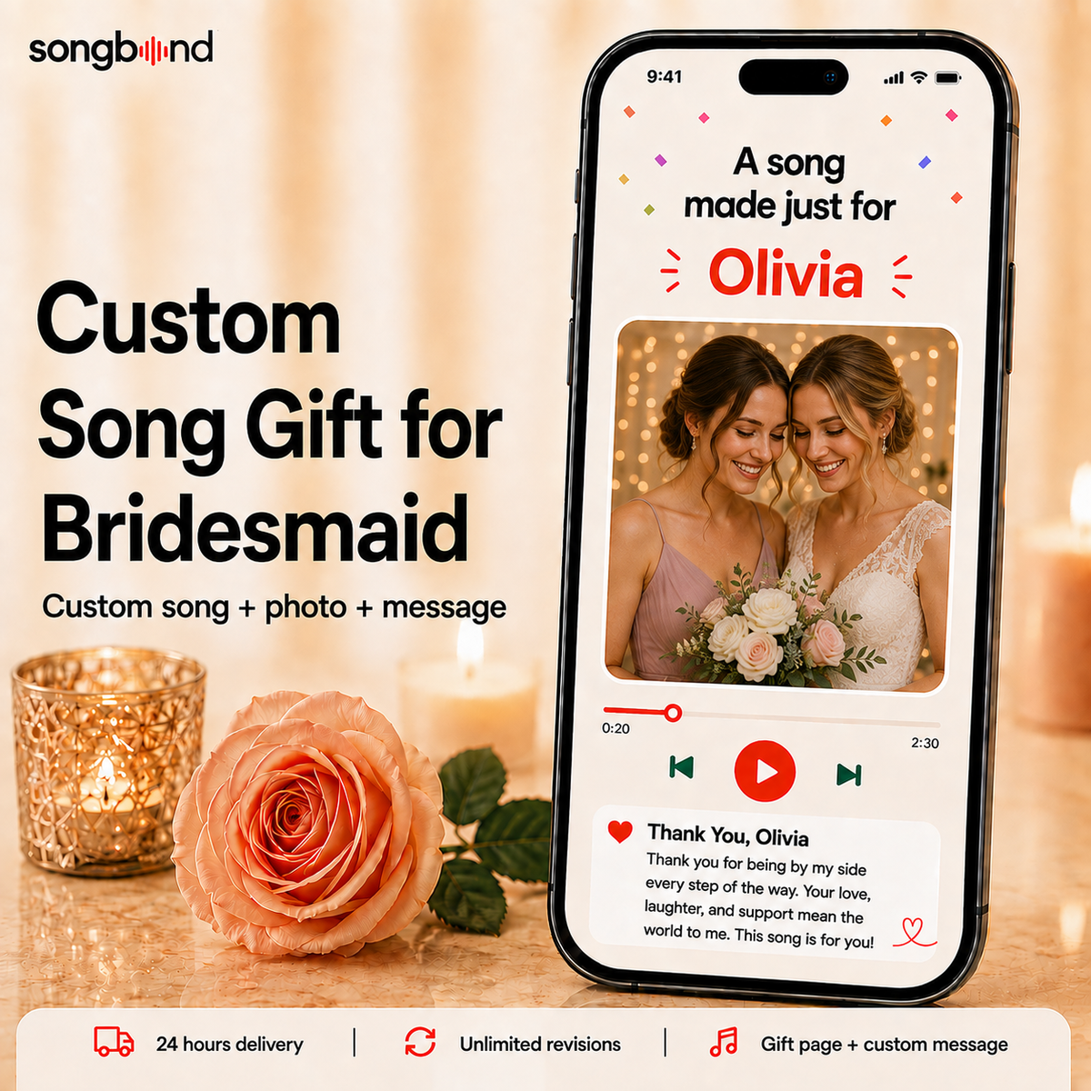 Custom Song Gift for Bridesmaid