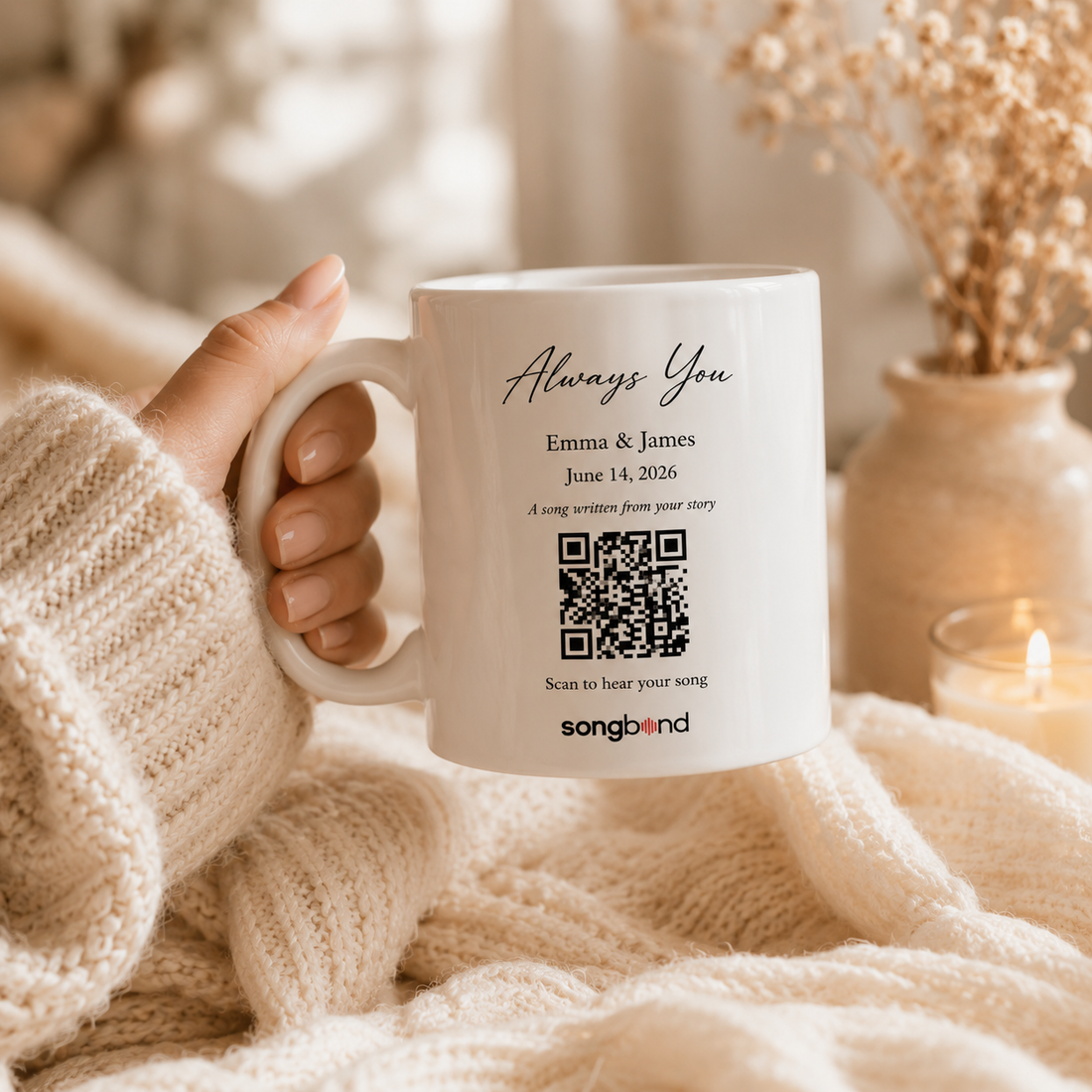 Custom song mug with lyrics and QR