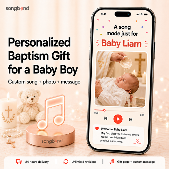 Personalized Baptism Gift for a Baby Boy — Custom Song Keepsake
