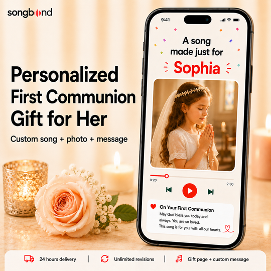 Personalized First Communion Gift for Her — Custom Song Keepsake