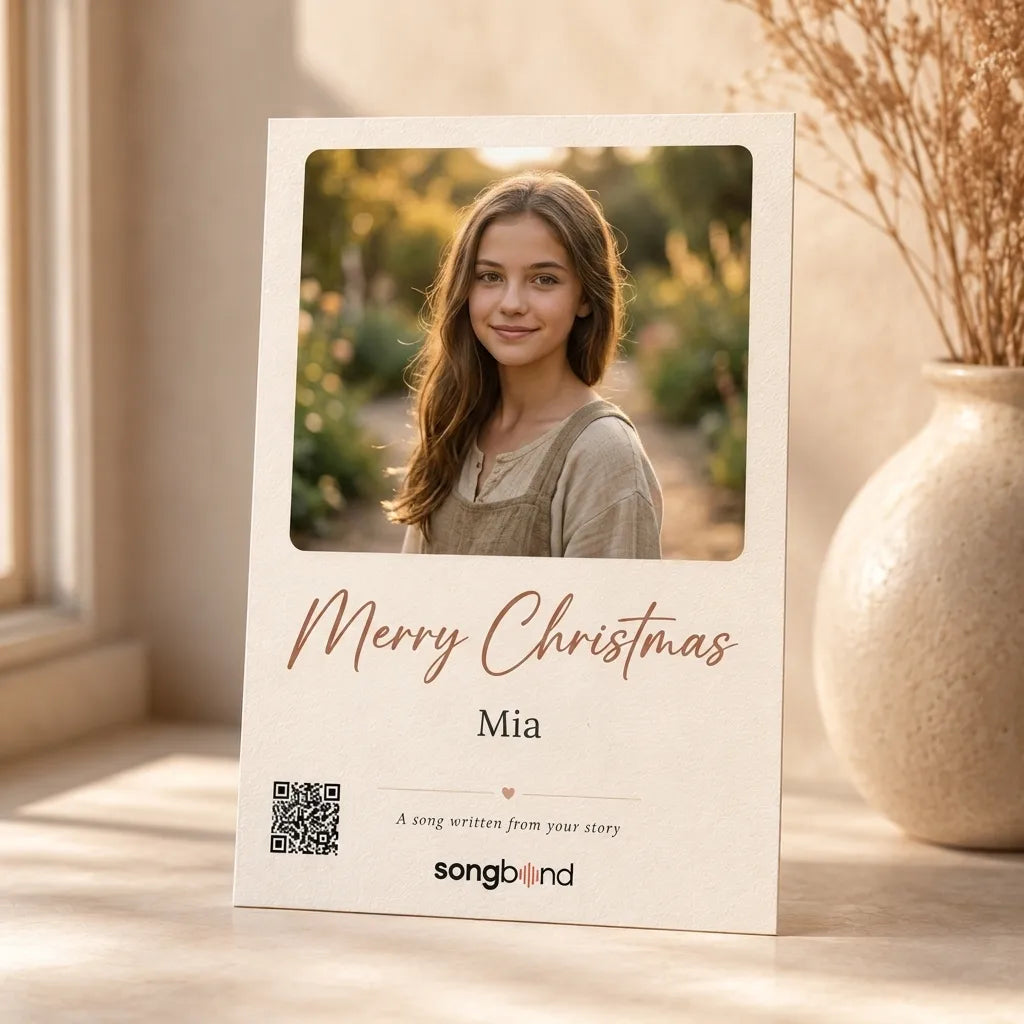 Christmas gift for teen girls — custom song lyric card — Songbond