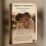 Eighteen Summers custom song canvas print - Simone and Marcus 18th anniversary gift