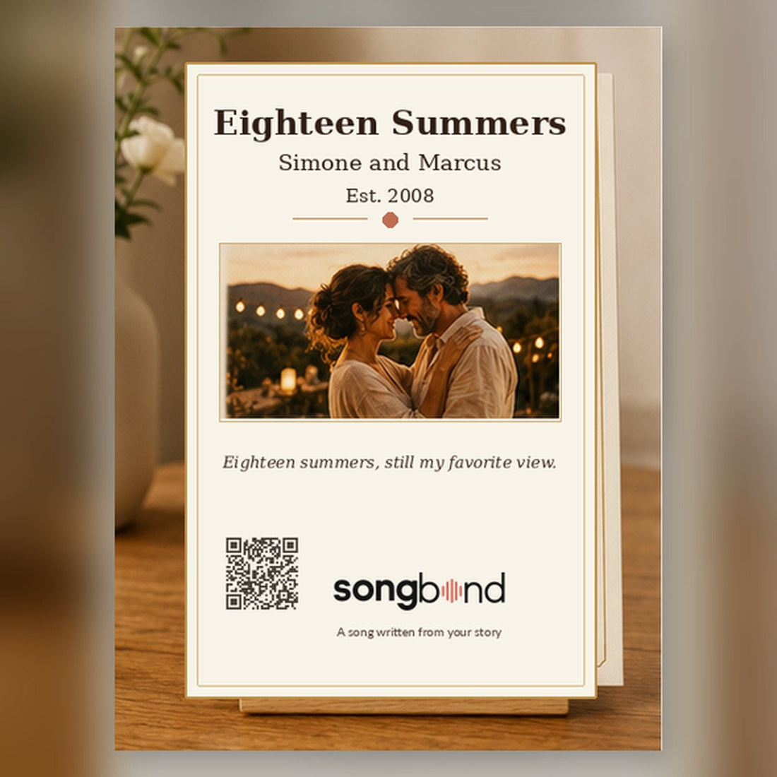 Eighteen Summers custom song greeting card - Simone and Marcus 18th anniversary gift