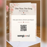 One Year, One Song custom song card - Ava and Liam anniversary gift