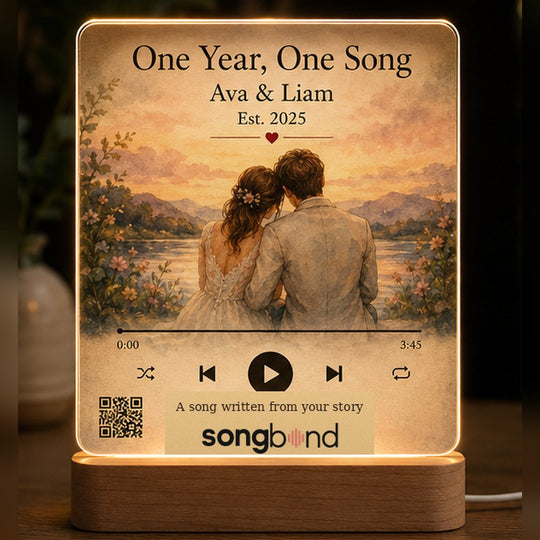 One Year, One Song custom song plaque - Ava and Liam anniversary gift