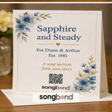 Sapphire and Steady custom song greeting card - Diane and Arthur 45th anniversary gift