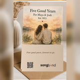 5th anniversary - personalized custom song card: greeting card front with couple art - Songbond