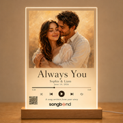Anniversary Gift for Her custom song LED acrylic plaque keepsake