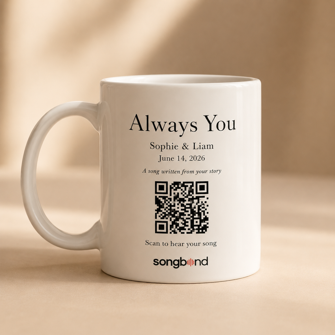 Anniversary Gift for Her custom song mug with QR code