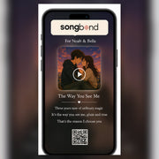 Anniversary girlfriend custom song digital keepsake — phone mockup with song player and QR code — Songbond