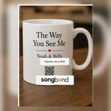 Anniversary girlfriend custom song mug — ceramic mug printed with song title and QR code — Songbond