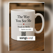 Anniversary girlfriend custom song mug — ceramic mug printed with song title and QR code — Songbond