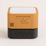 Anniversary girlfriend custom song soundbox — bamboo bluetooth speaker engraved with names and QR code — Songbond