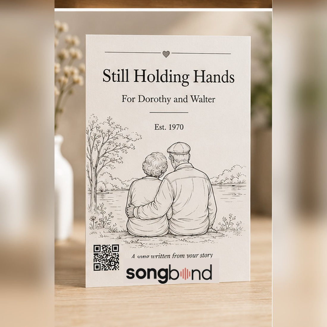Still Holding Hands custom song greeting card - Dorothy and Walter grandparents anniversary gift
