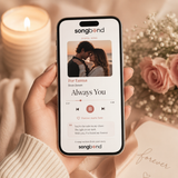 Digital custom song playing on a phone with lyrics