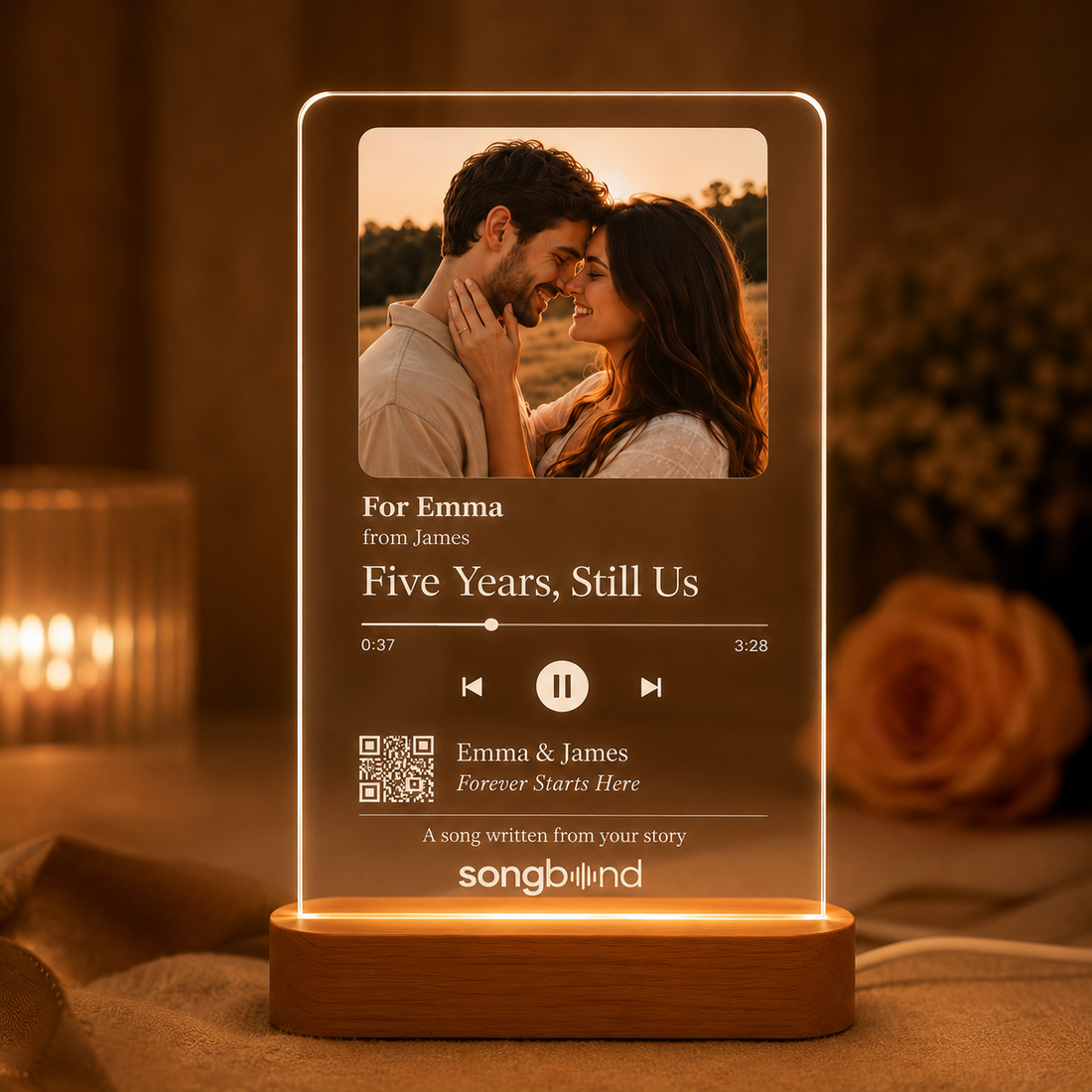 LED Acrylic Plaque mockup for fifth anniversary product