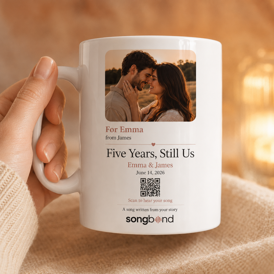 Mug mockup for fifth anniversary product