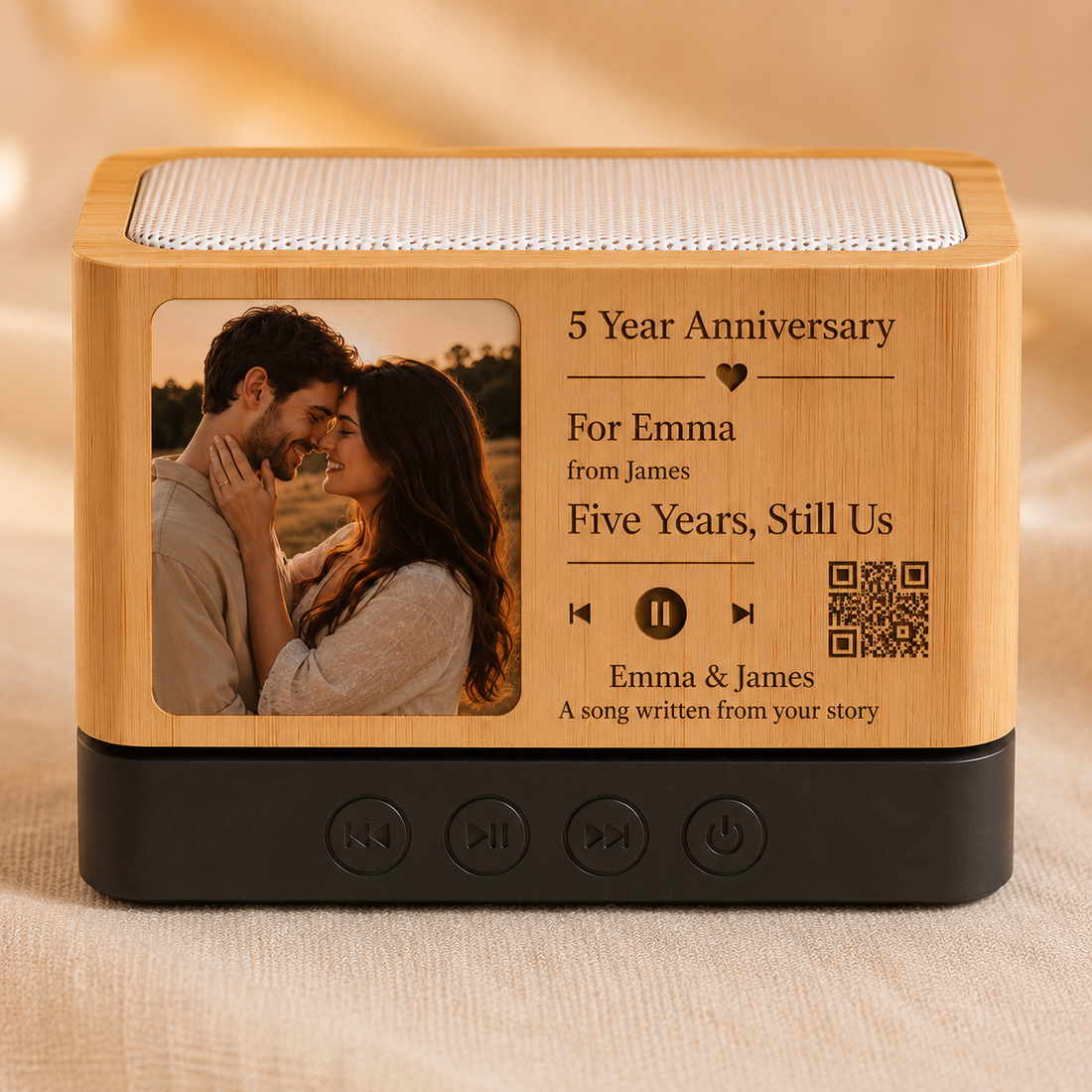 Soundbox mockup for fifth anniversary product