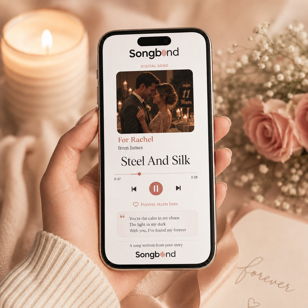 11th steel anniversary gift — custom song digital — Songbond