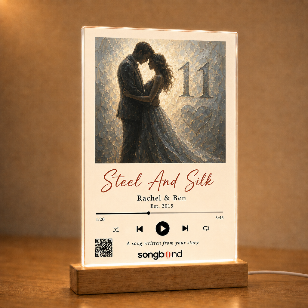 11th steel anniversary gift — custom song plaque — Songbond