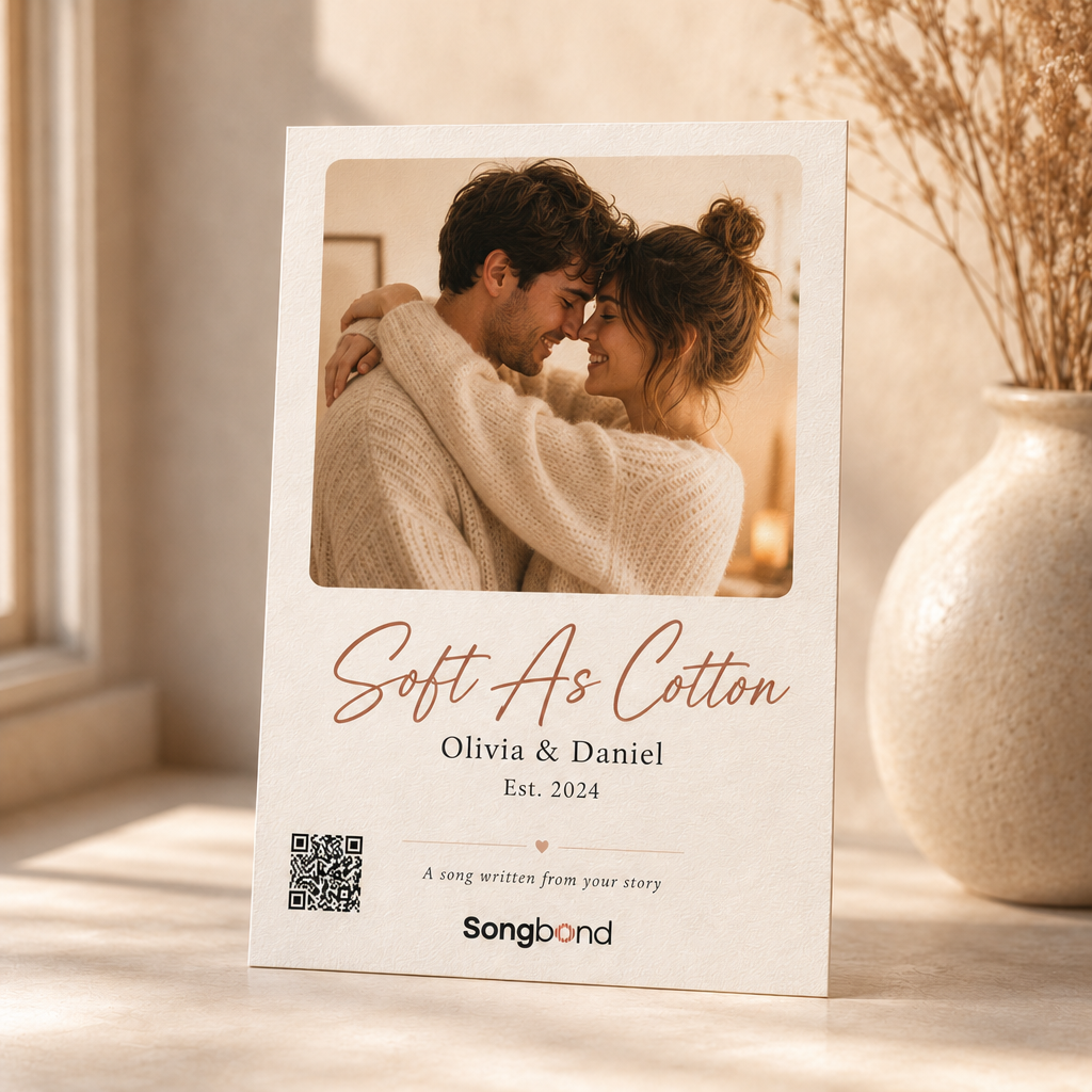 2nd cotton anniversary gift — custom song card — Songbond