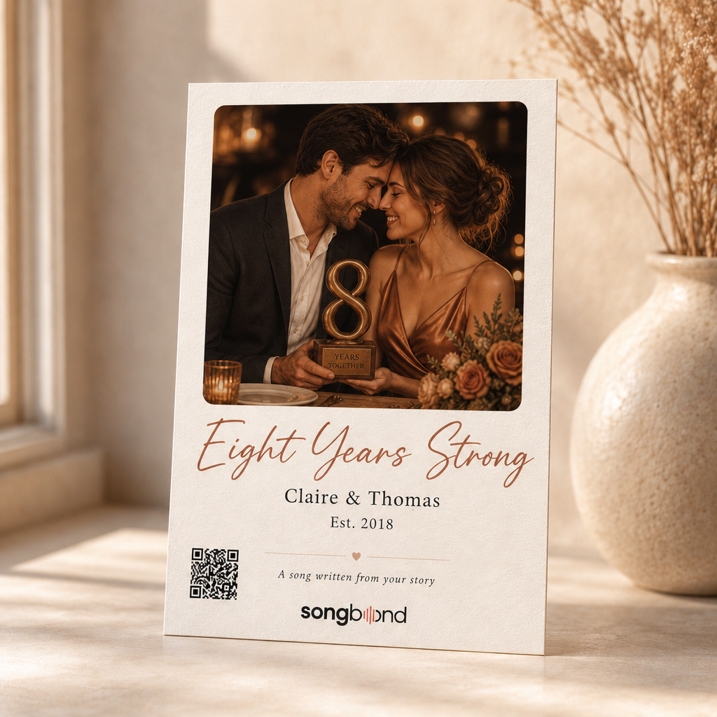 8th anniversary gift — custom song card — Songbond