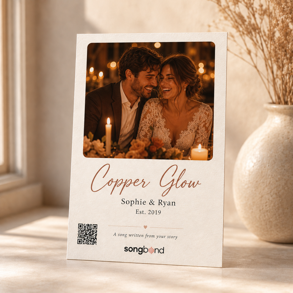 7th copper anniversary gift — custom song card — Songbond