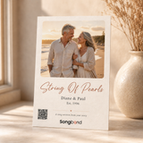 30th anniversary gift — personalized custom song card: beach couple photo, title, names, Est. 1996, QR code — Songbond