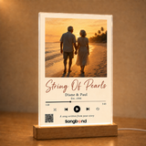 30th anniversary gift — personalized custom song plaque: couple silhouette on beach, Est. 1996, QR code — Songbond