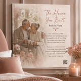 anniversary gift for parents — personalized custom song canvas: watercolor porch swing couple, lyrics, QR code — Songbond