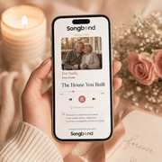 anniversary gift for parents — personalized custom song digital delivery: phone player, porch swing photo — Songbond