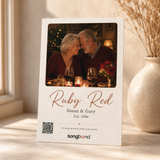 40th anniversary gift — personalized custom song card: candlelit couple photo, title, names, Est. 1986, QR code — Songbond